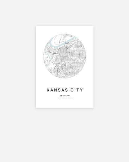 Plan de la ville de Kansas City au design minimaliste.