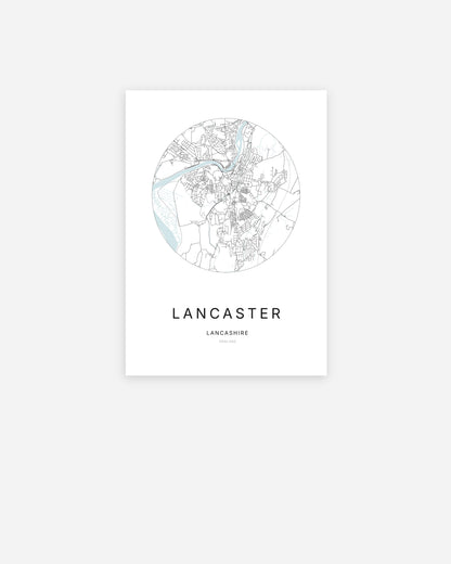 Plan de la ville de Lancaster au design minimaliste.