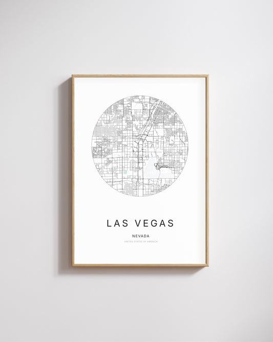 Poster représentant le plan de la ville de Las Vegas.