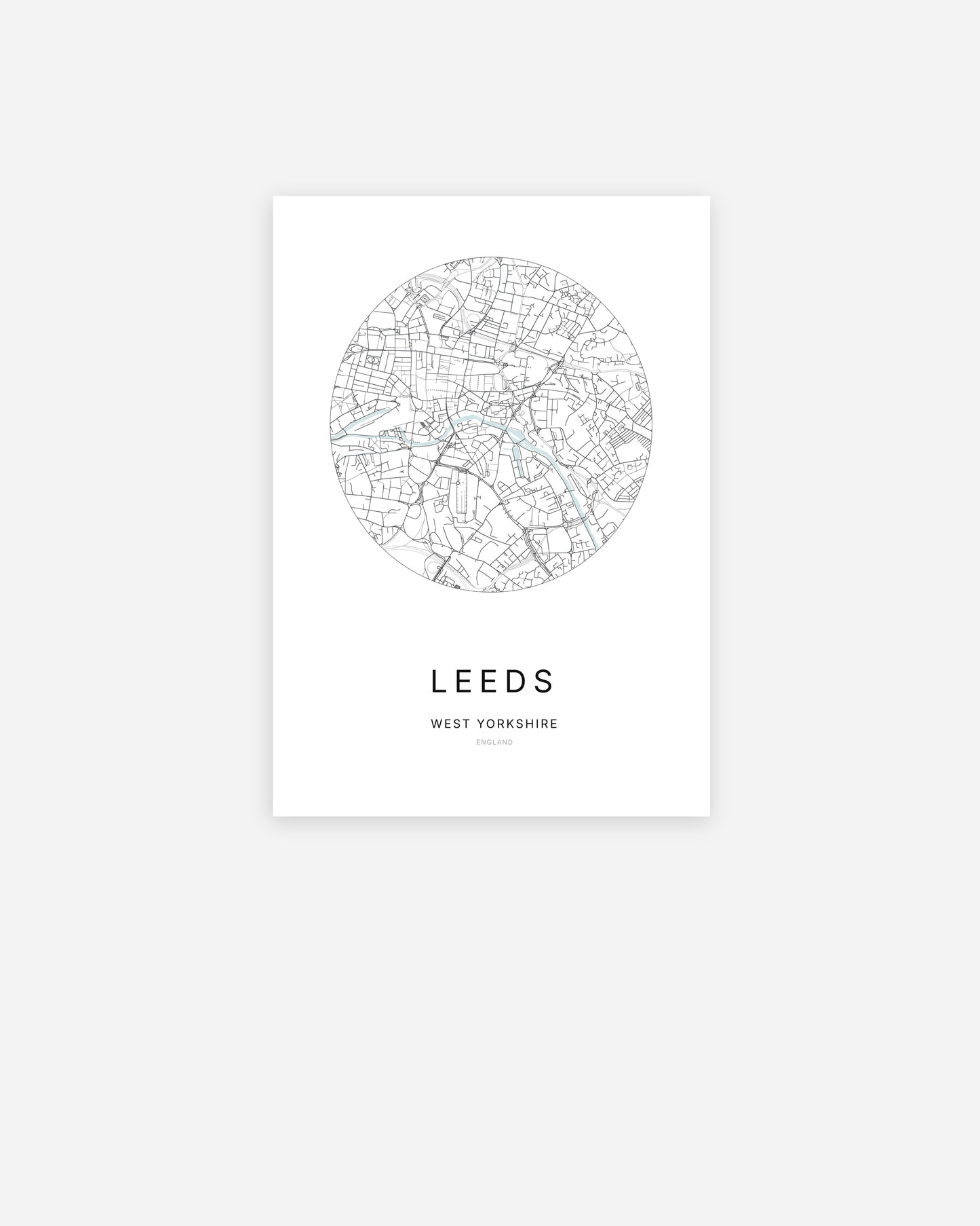 Plan de la ville de Leeds au design minimaliste.