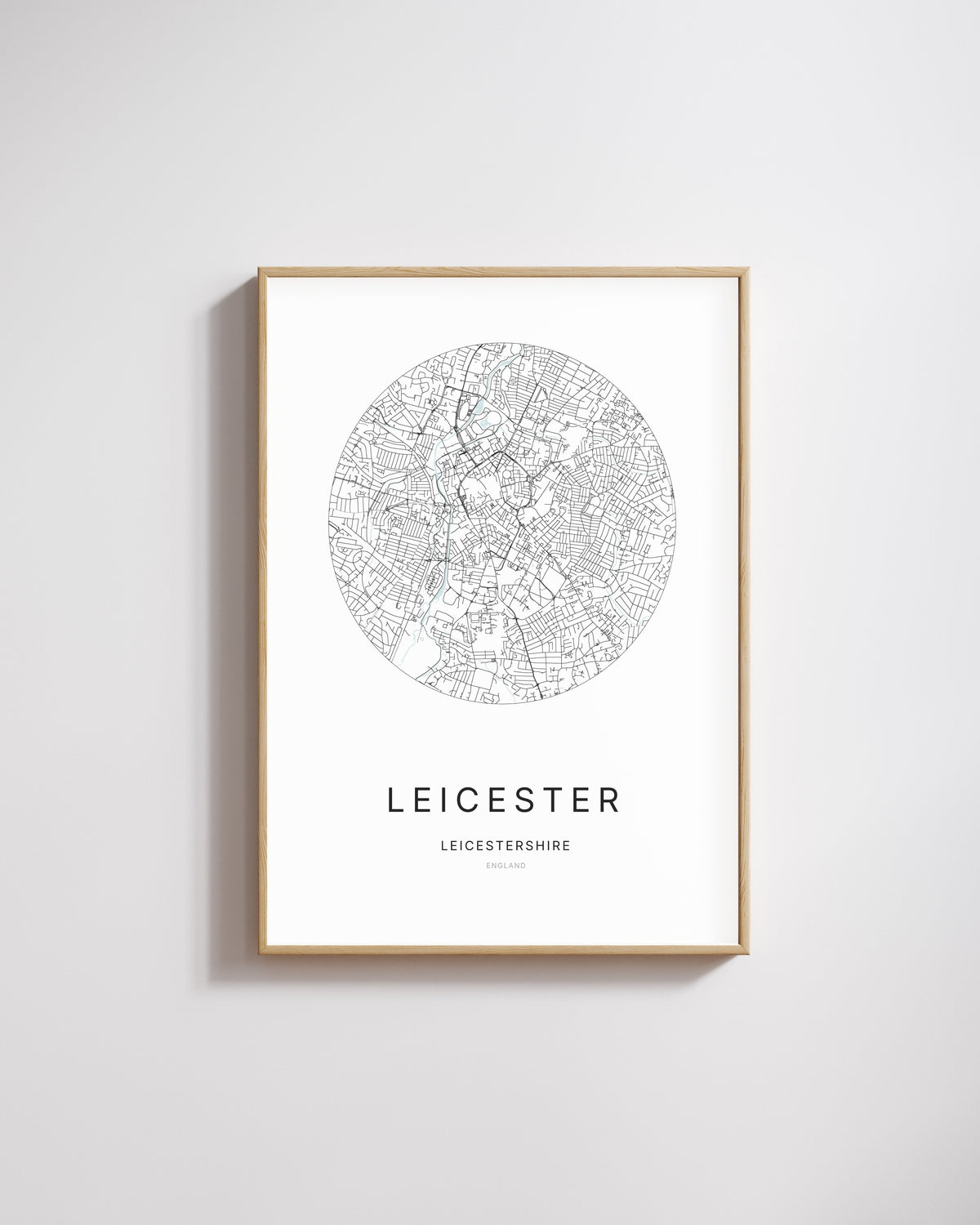 Poster représentant le plan de la ville de Leicester.
