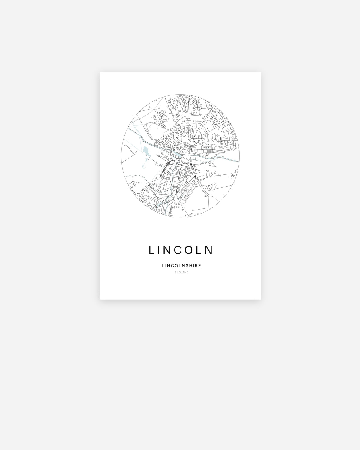Plan de la ville de Lincoln au design minimaliste.