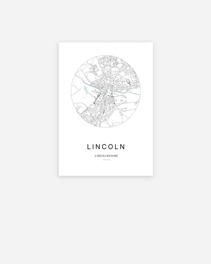 Plan de la ville de Lincoln au design minimaliste.