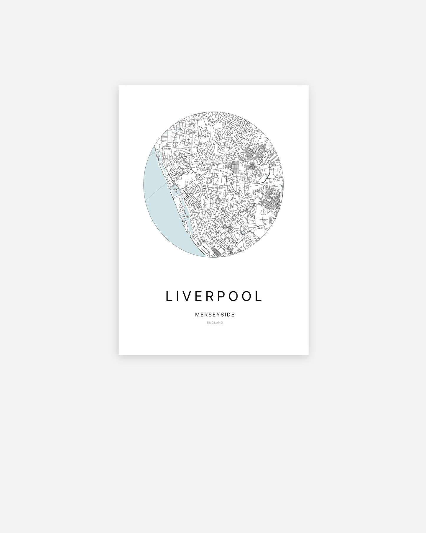 Plan de la ville de Liverpool au design minimaliste.
