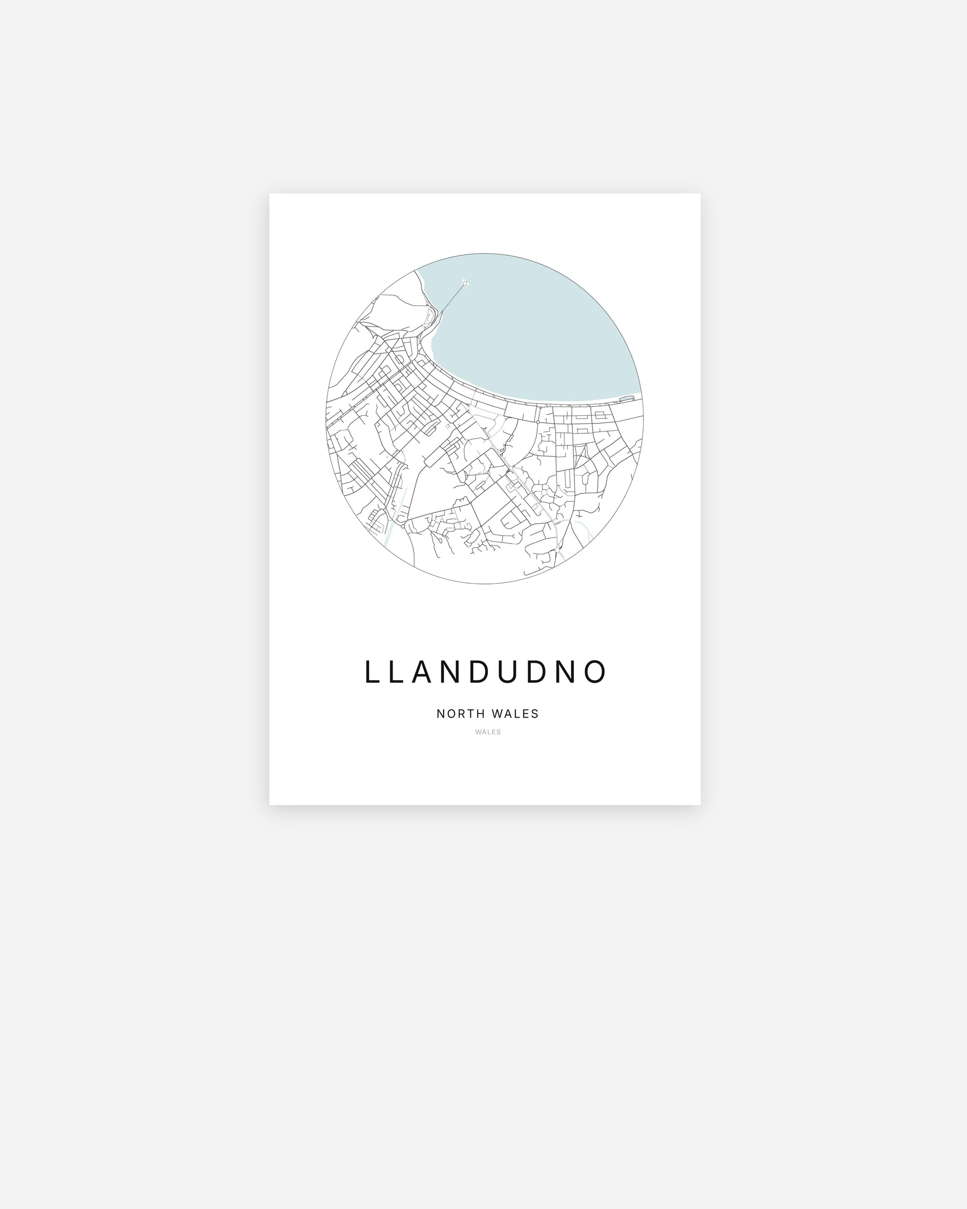 Plan de la ville de Llandudno au design minimaliste.