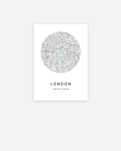 Plan de la ville de London au design minimaliste.