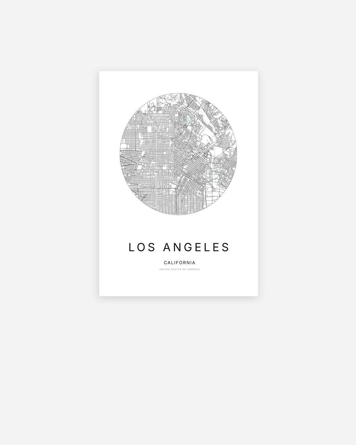 Plan de la ville de Los Angeles au design minimaliste.
