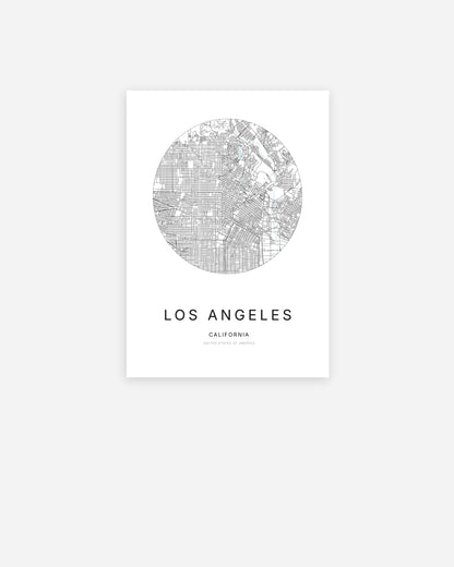 Plan de la ville de Los Angeles au design minimaliste.