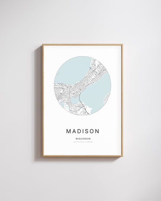 Poster représentant le plan de la ville de Madison.