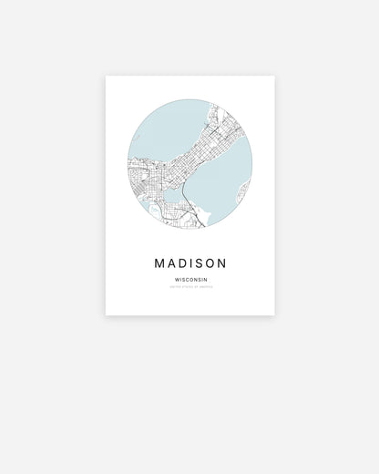 Plan de la ville de Madison au design minimaliste.