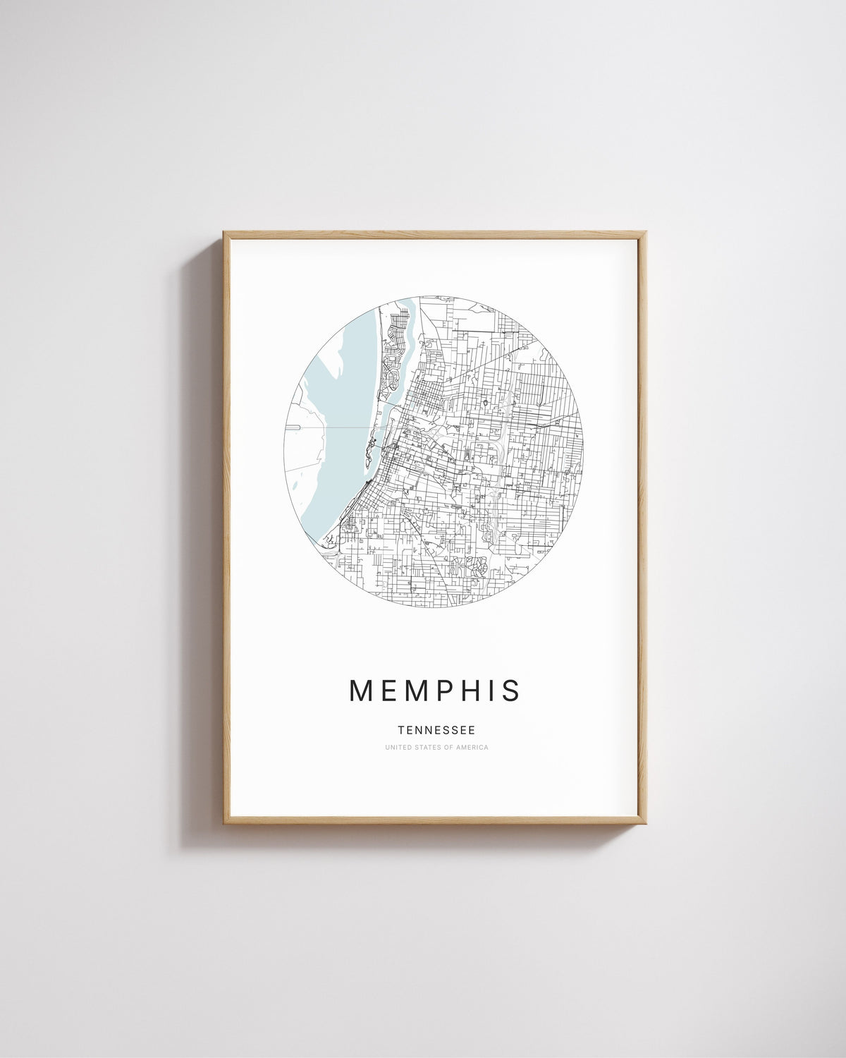Poster featuring the city map of Memphis, Tennessee.