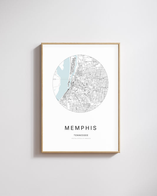 Poster représentant le plan de la ville de Memphis.