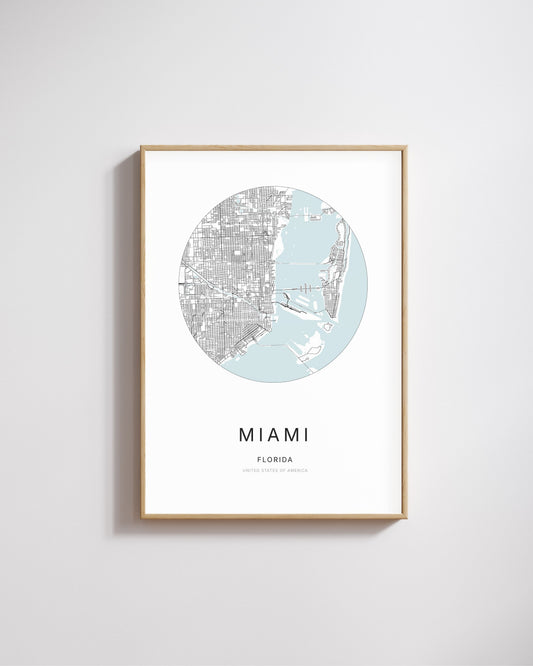 Poster représentant le plan de la ville de Miami.