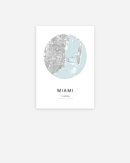 Plan de la ville de Miami au design minimaliste.