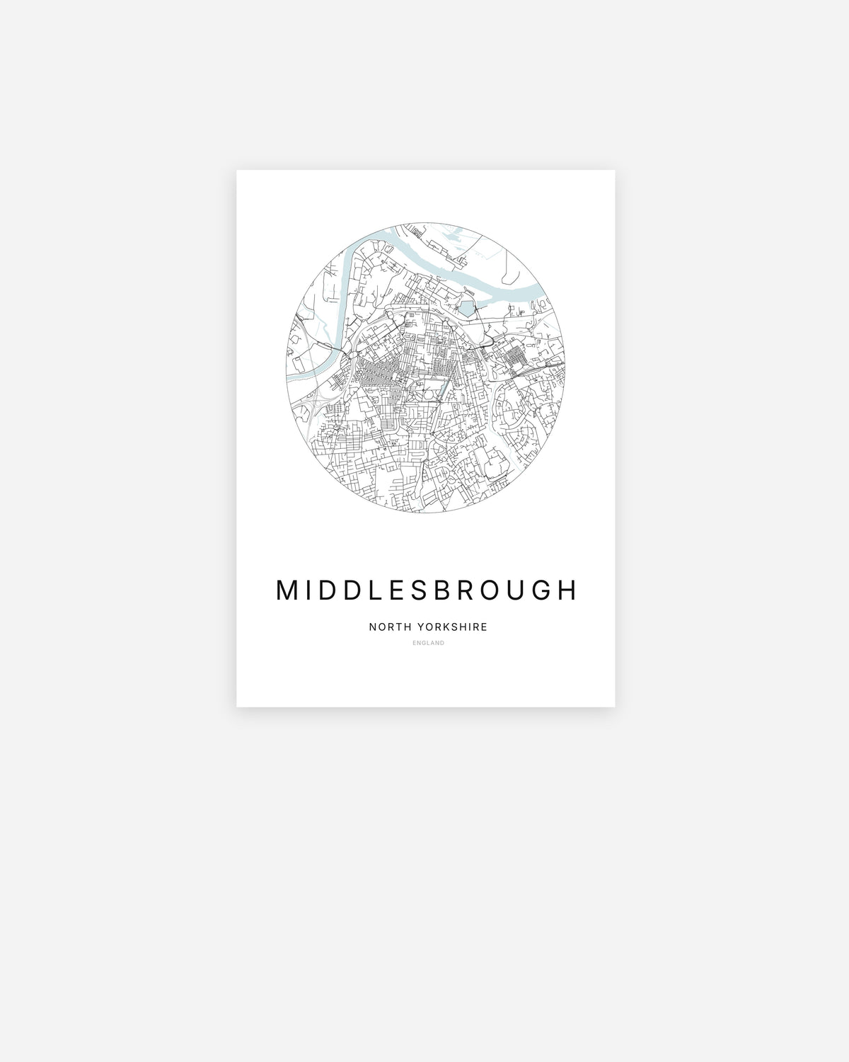 Plan de la ville de Middlesbrough au design minimaliste.
