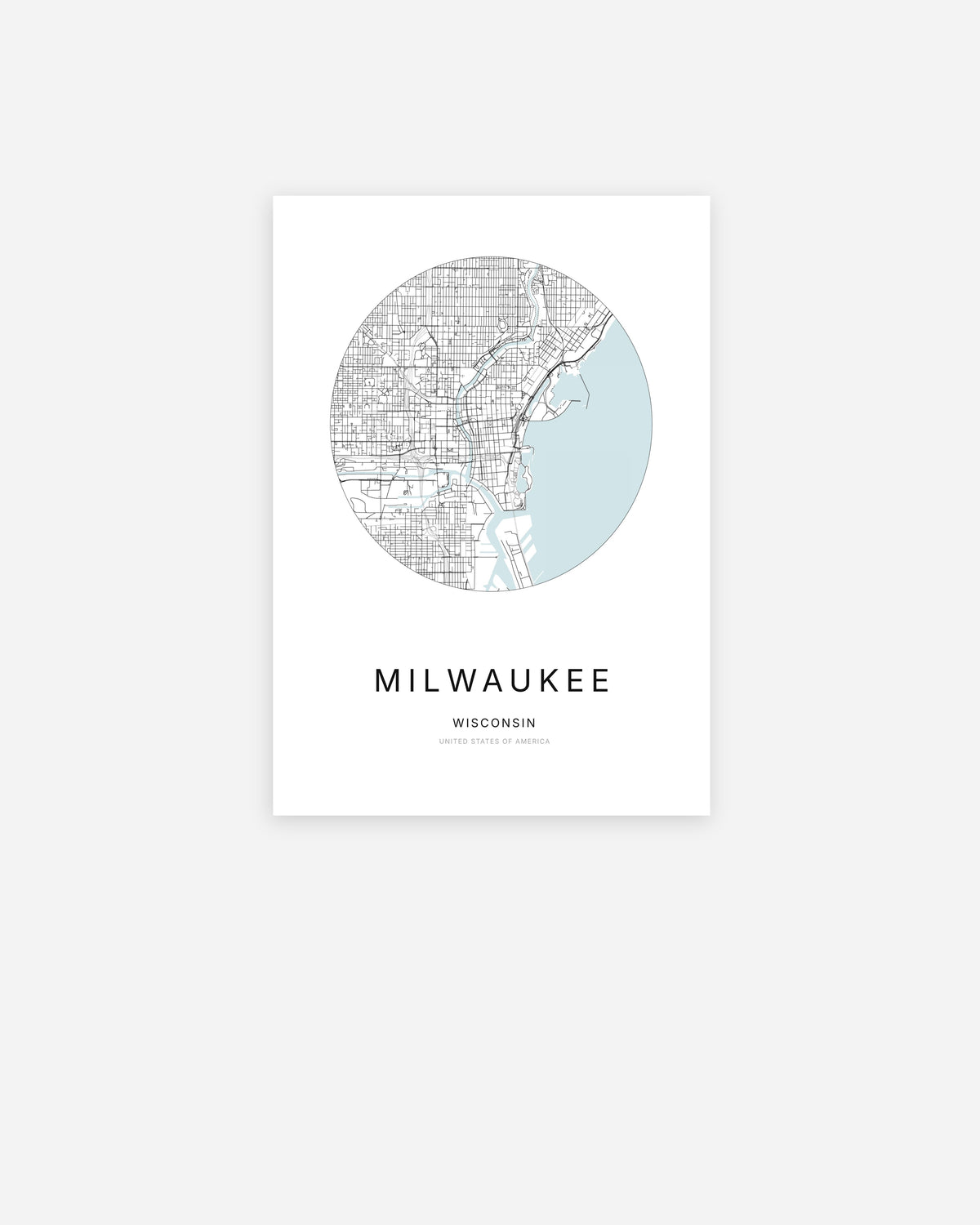 Plan de la ville de Milwaukee au design minimaliste.