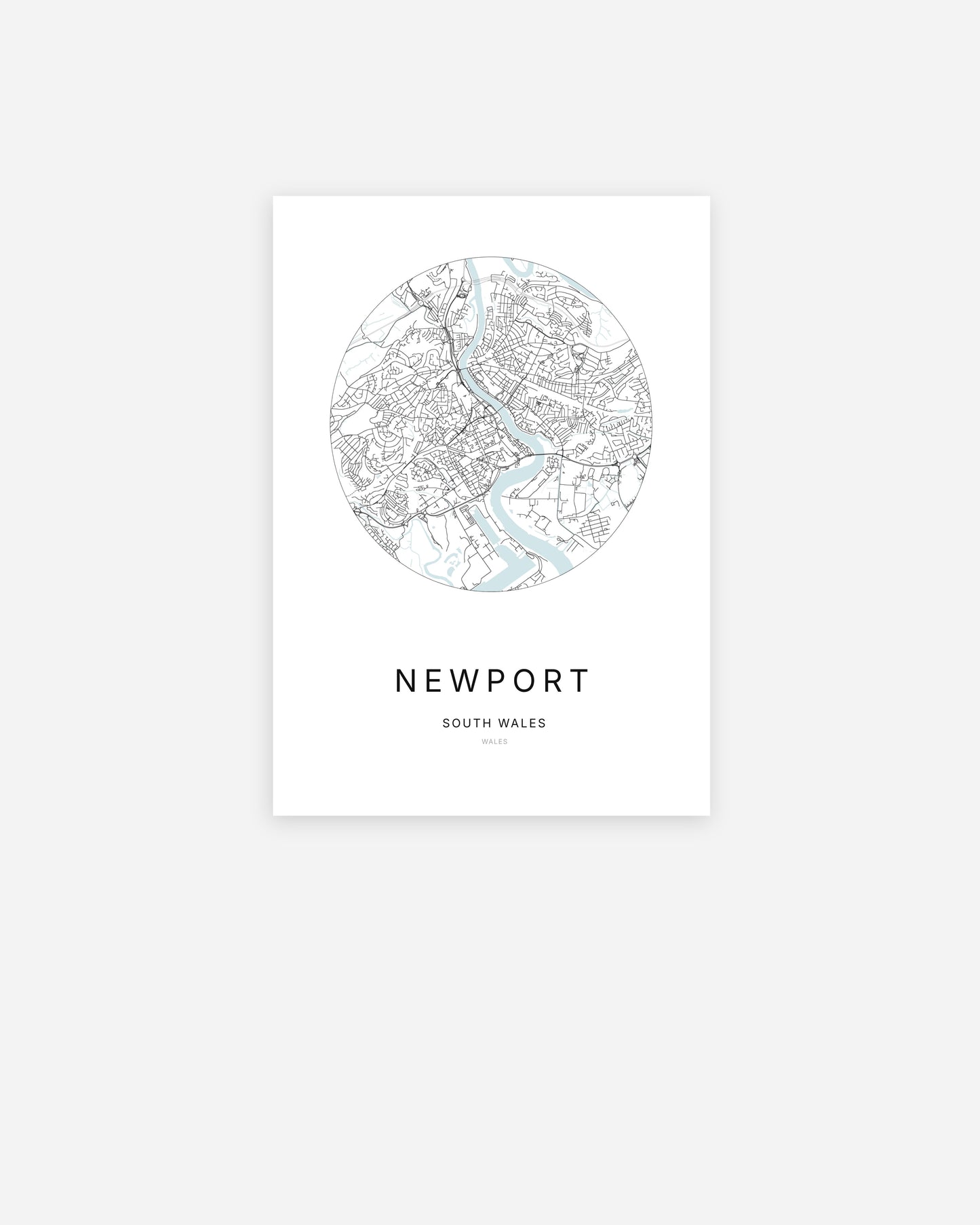 City map of Newport in a minimalist design.