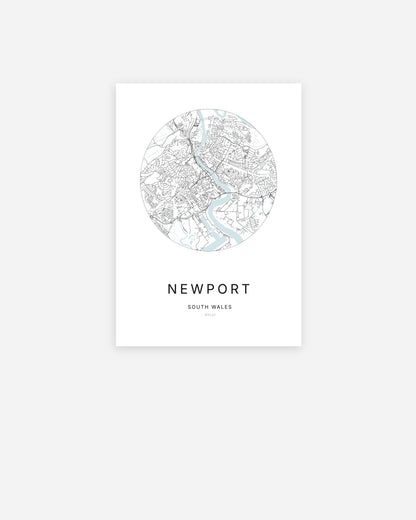 City map of Newport in a minimalist design.