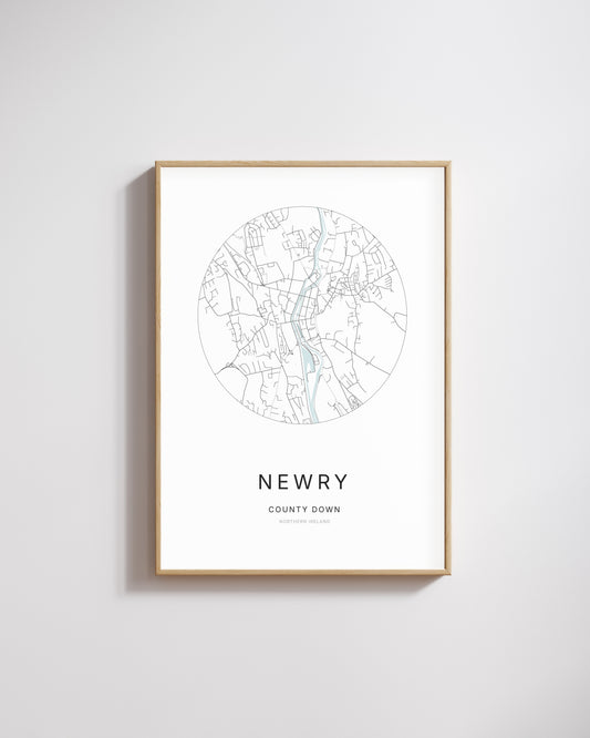 Poster représentant le plan de la ville de Newry.