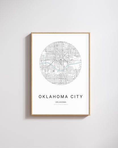 Poster représentant le plan de la ville d’Oklahoma City.