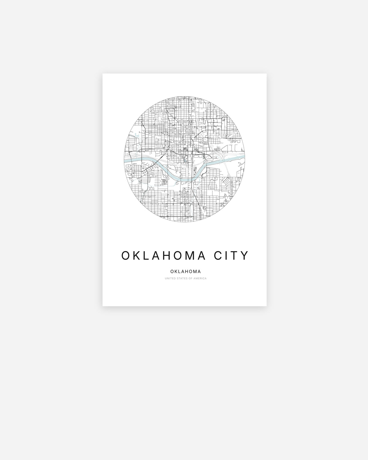 Plan de la ville d’Oklahoma City au design minimaliste.