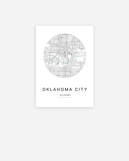 Plan de la ville d’Oklahoma City au design minimaliste.