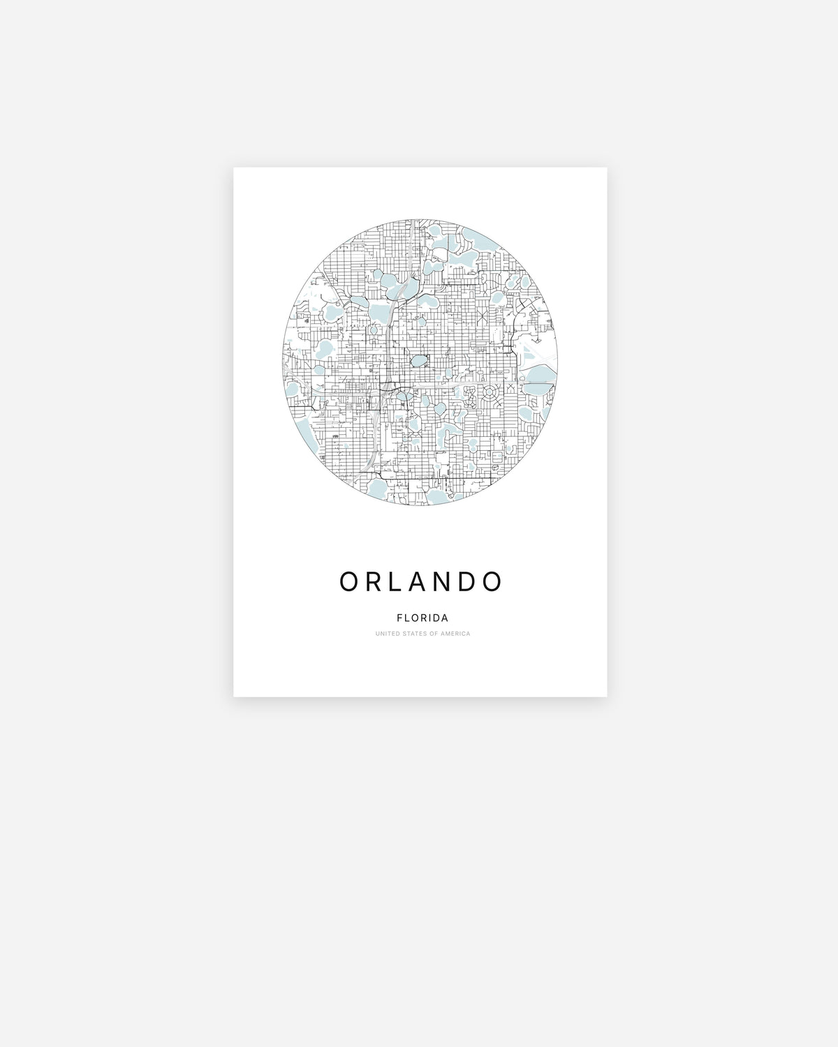 Minimalist city map of Orlando, Florida.