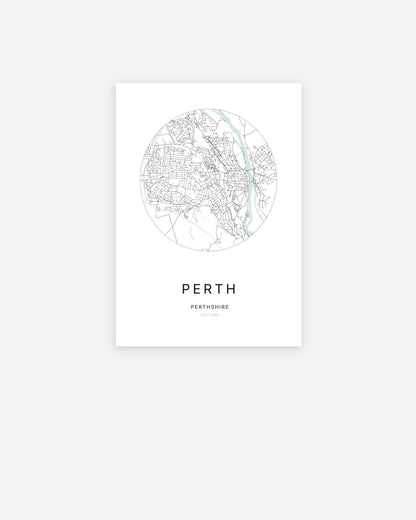 Plan de la ville de Perth au design minimaliste.