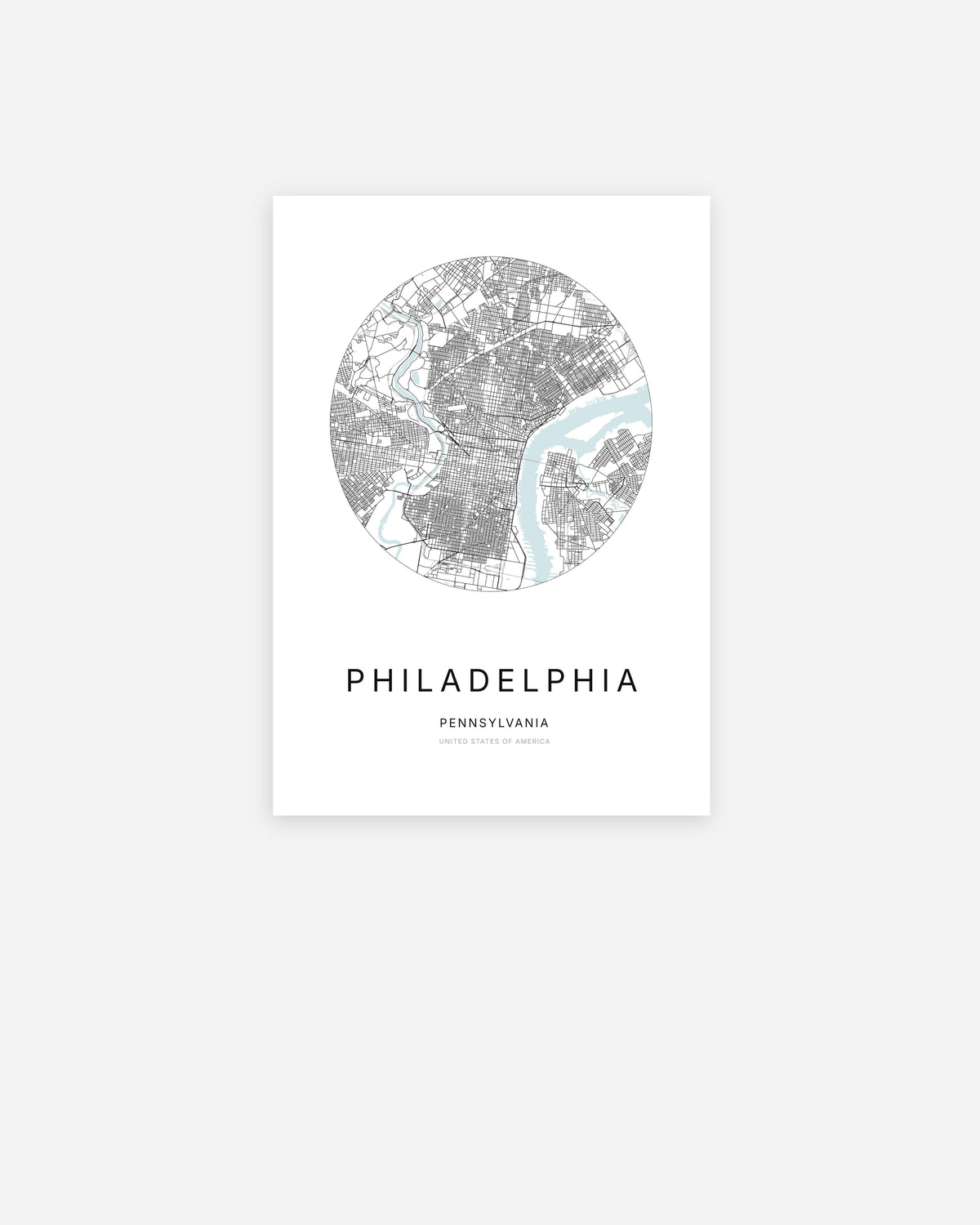 Plan de la ville de Philadelphia  au design minimaliste.