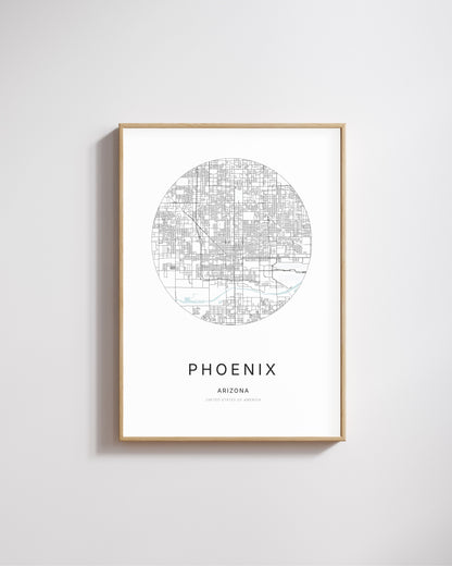 Poster représentant le plan de la ville de Phoenix.