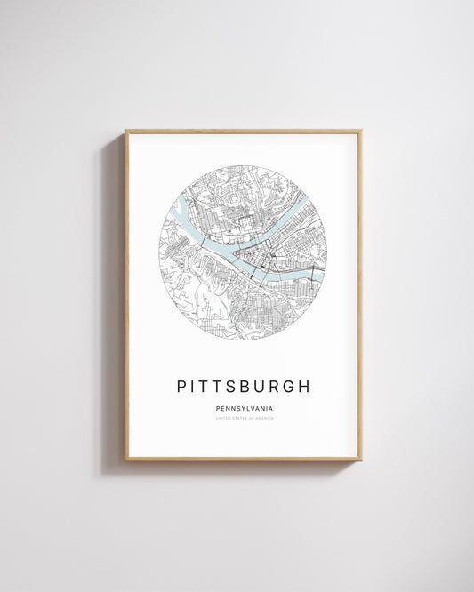 Poster représentant le plan de la ville de Pittsburgh.