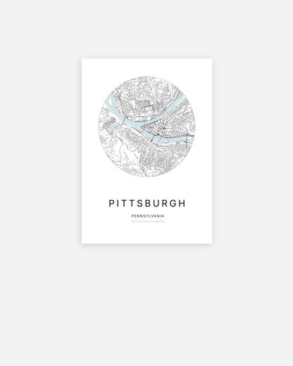 Plan de la ville de Pittsburgh au design minimaliste.