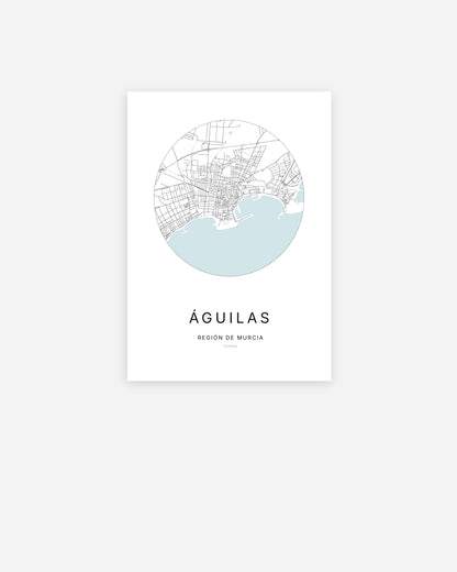 Plan de la ville d'Águilas au design minimaliste.