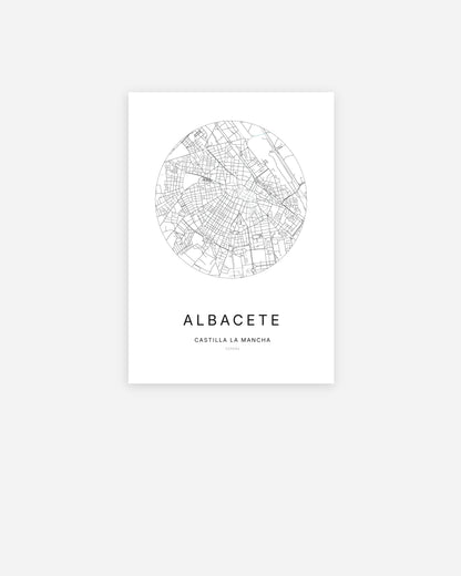 Plan de la ville de Albacete au design minimaliste.