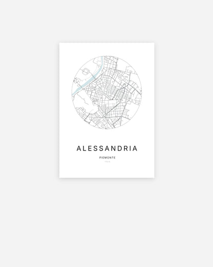 Plan de la ville d'Alessandria au design minimaliste.