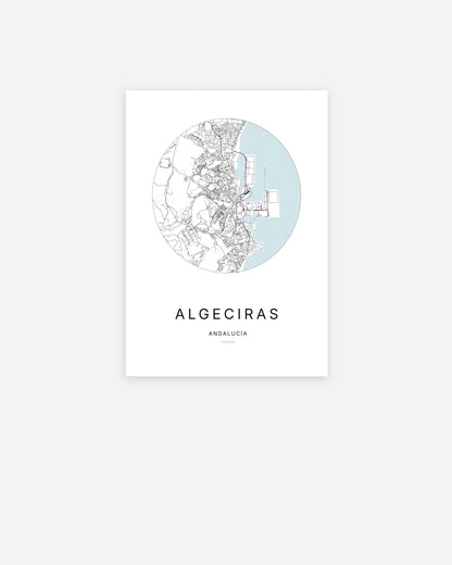 Plan de la ville d'Algeciras au design minimaliste.