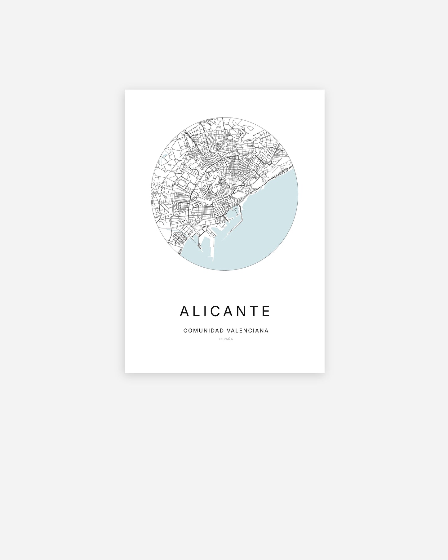 Plan de la ville de Alicante au design minimaliste.