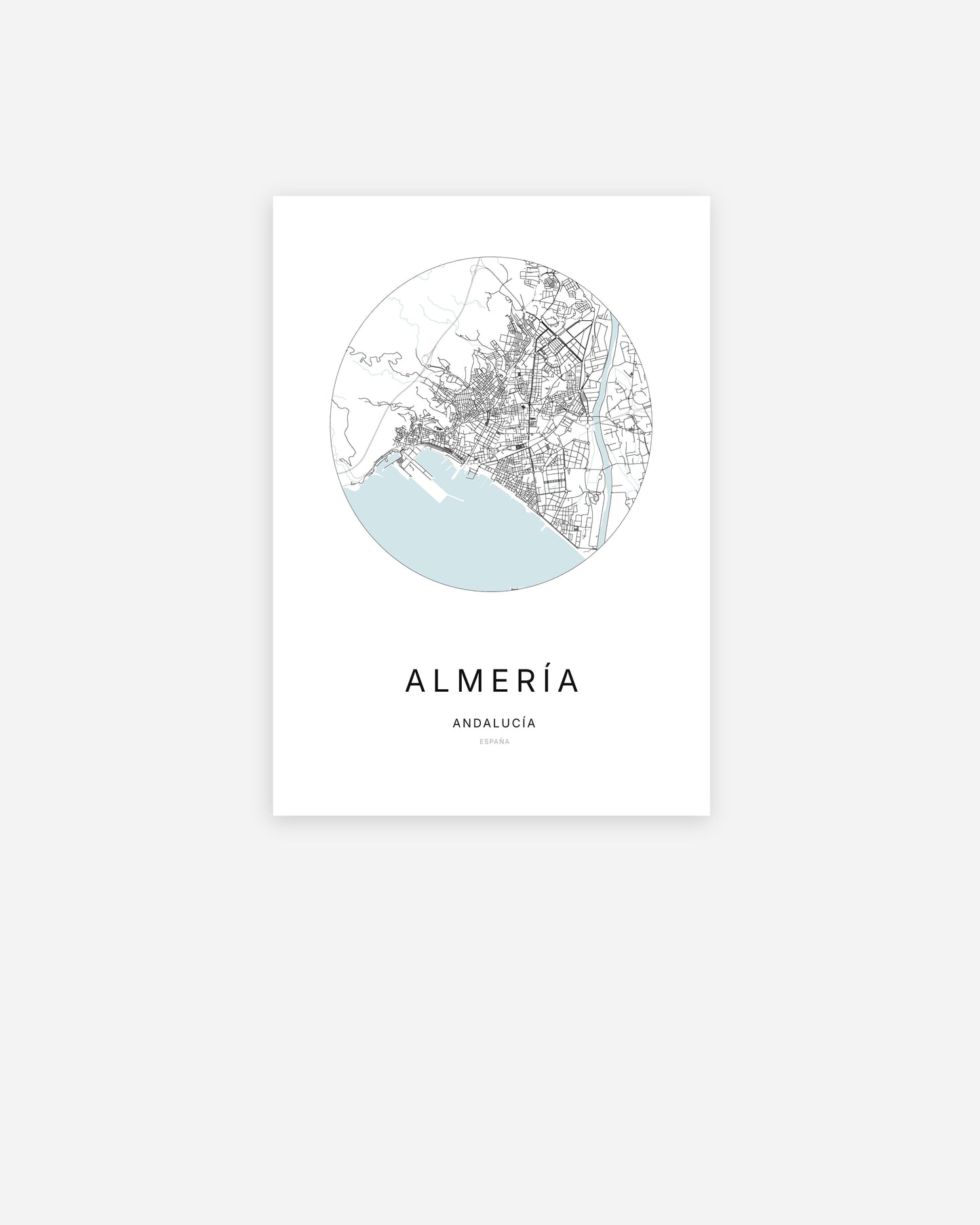 Plan de la ville d'Almería au design minimaliste.