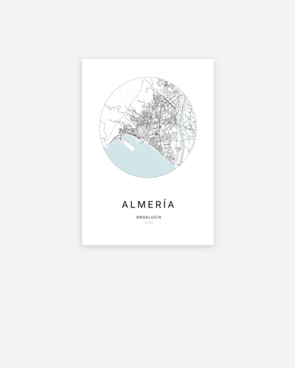 Plan de la ville d'Almería au design minimaliste.
