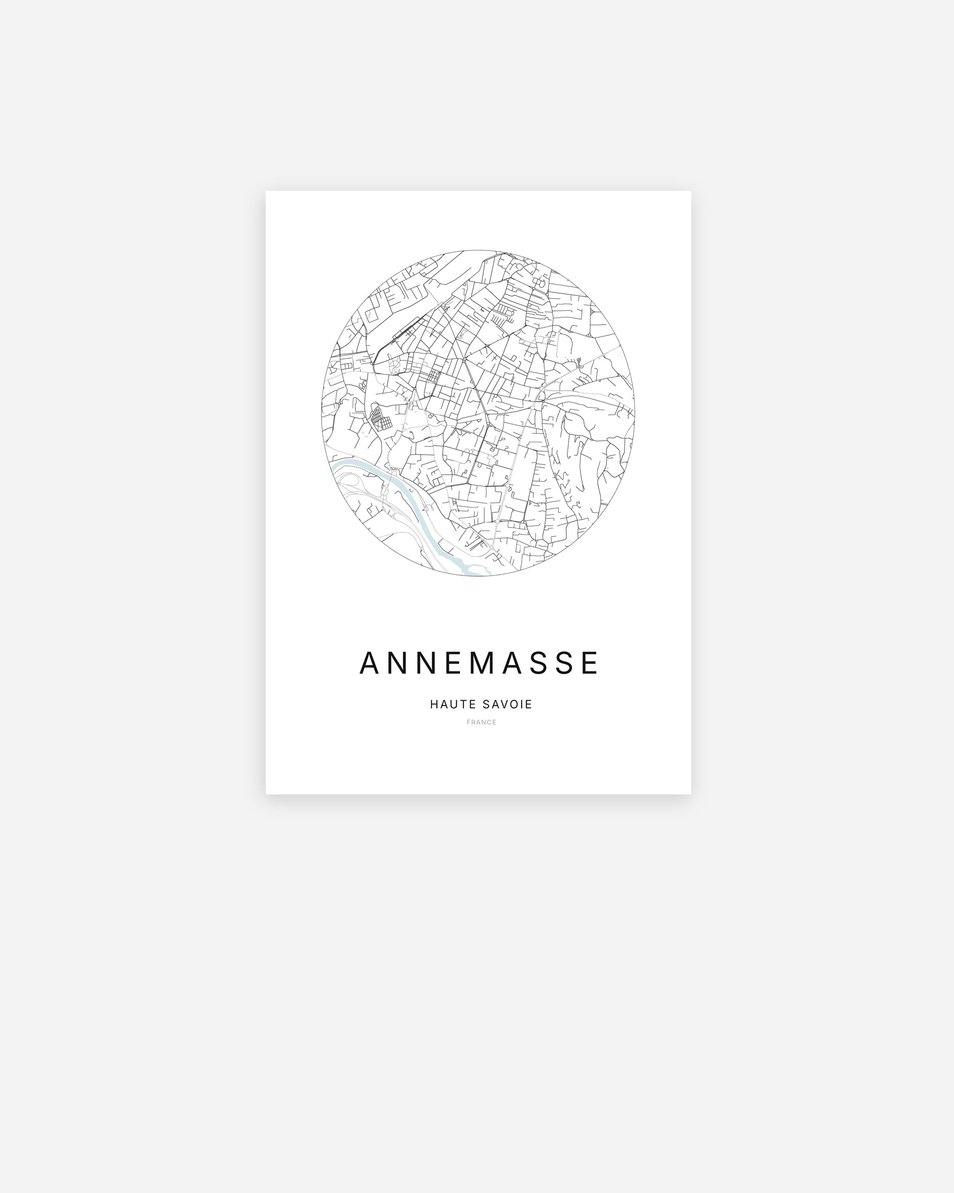Plan de la ville de Annemasse au design minimaliste.