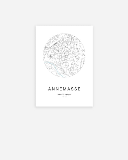 Plan de la ville de Annemasse au design minimaliste.