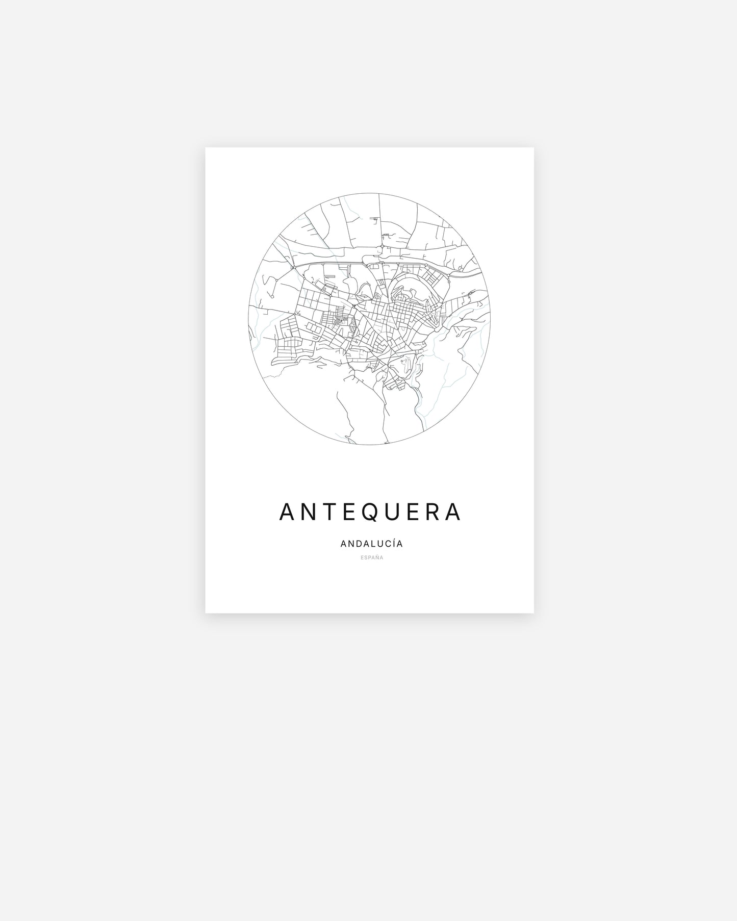 Plan de la ville d'Antequera au design minimaliste.
