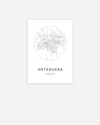 Plan de la ville d'Antequera au design minimaliste.