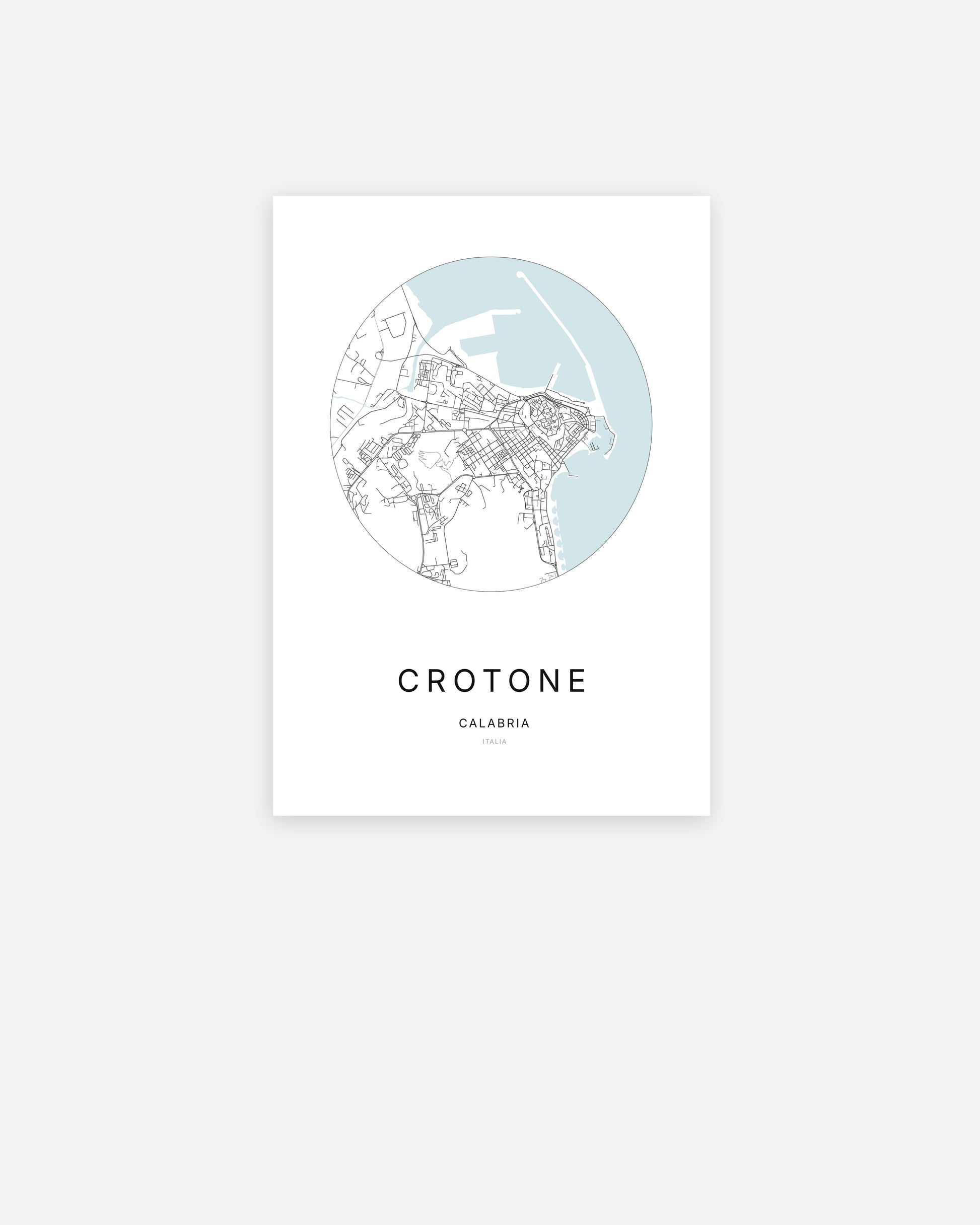 Plan de la ville de Crotone au design minimaliste.