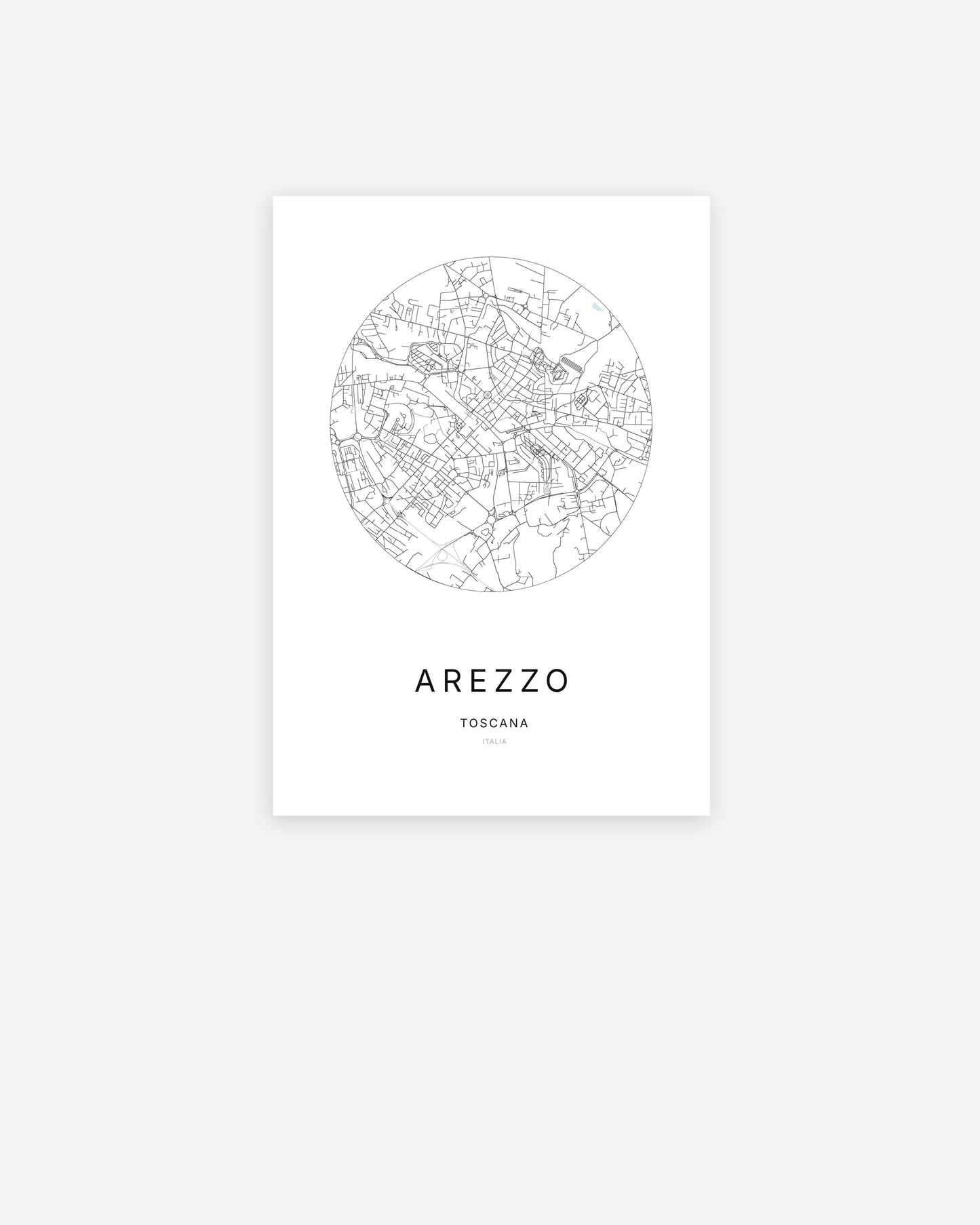 Plan de la ville de Arezzo au design minimaliste.