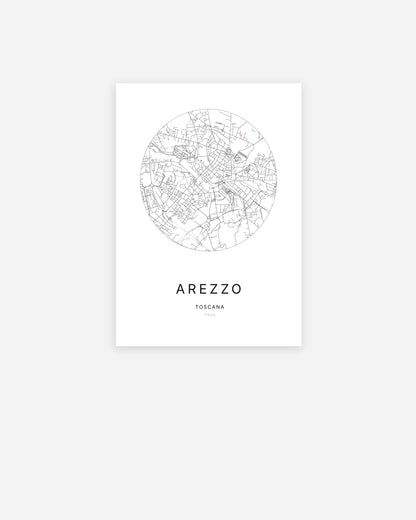 Plan de la ville de Arezzo au design minimaliste.