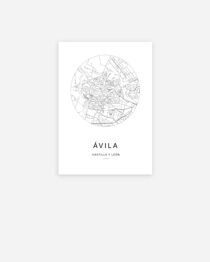 Plan de la ville d'Ávila au design minimaliste.