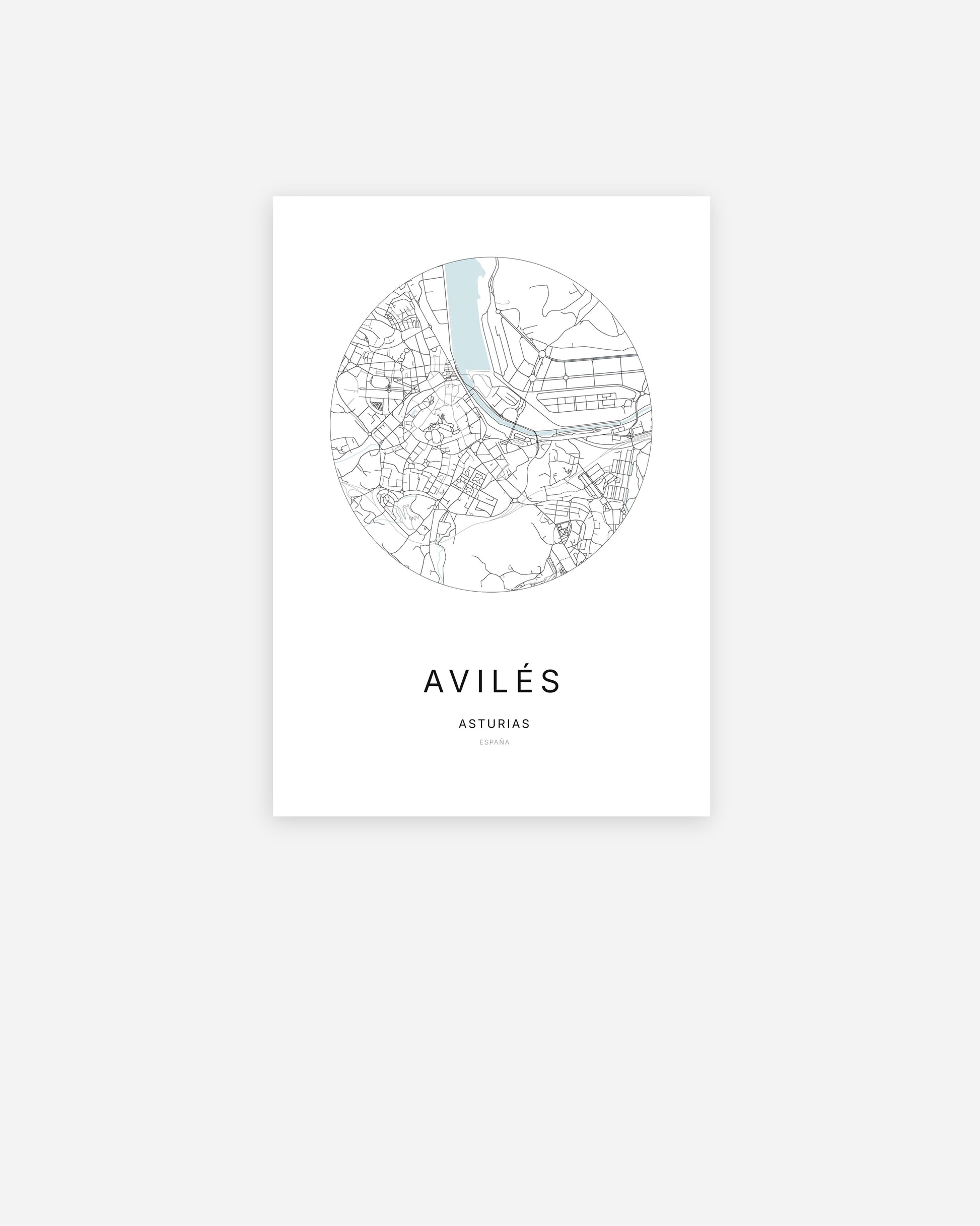 Plan de la ville de Avilés au design minimaliste.