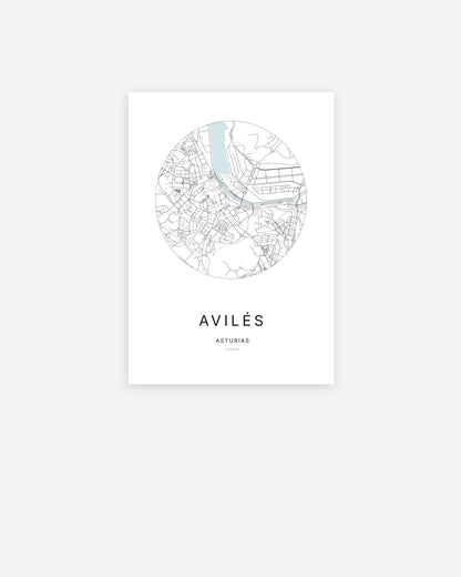 Plan de la ville de Avilés au design minimaliste.