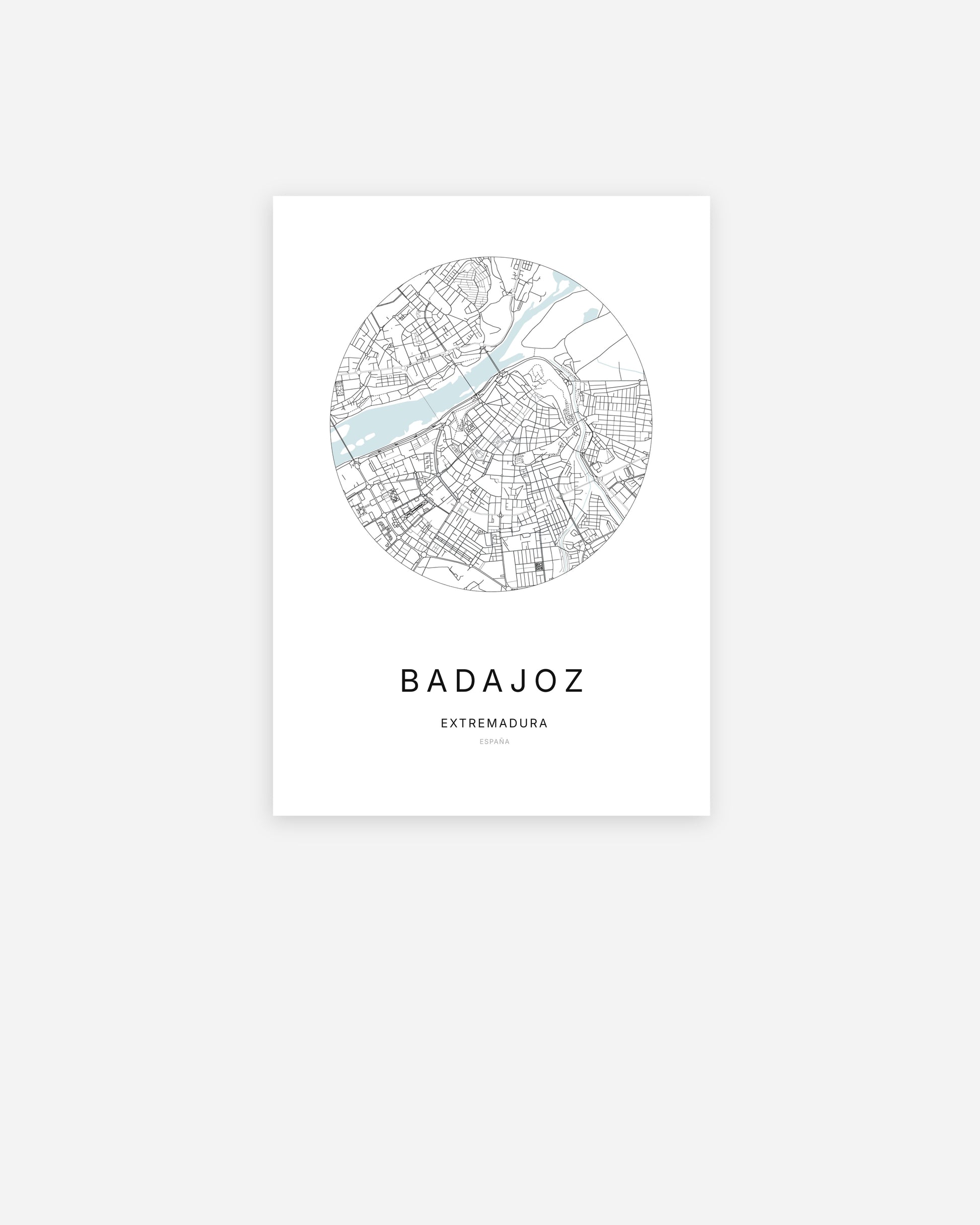 Plan de la ville de Badajoz au design minimaliste.